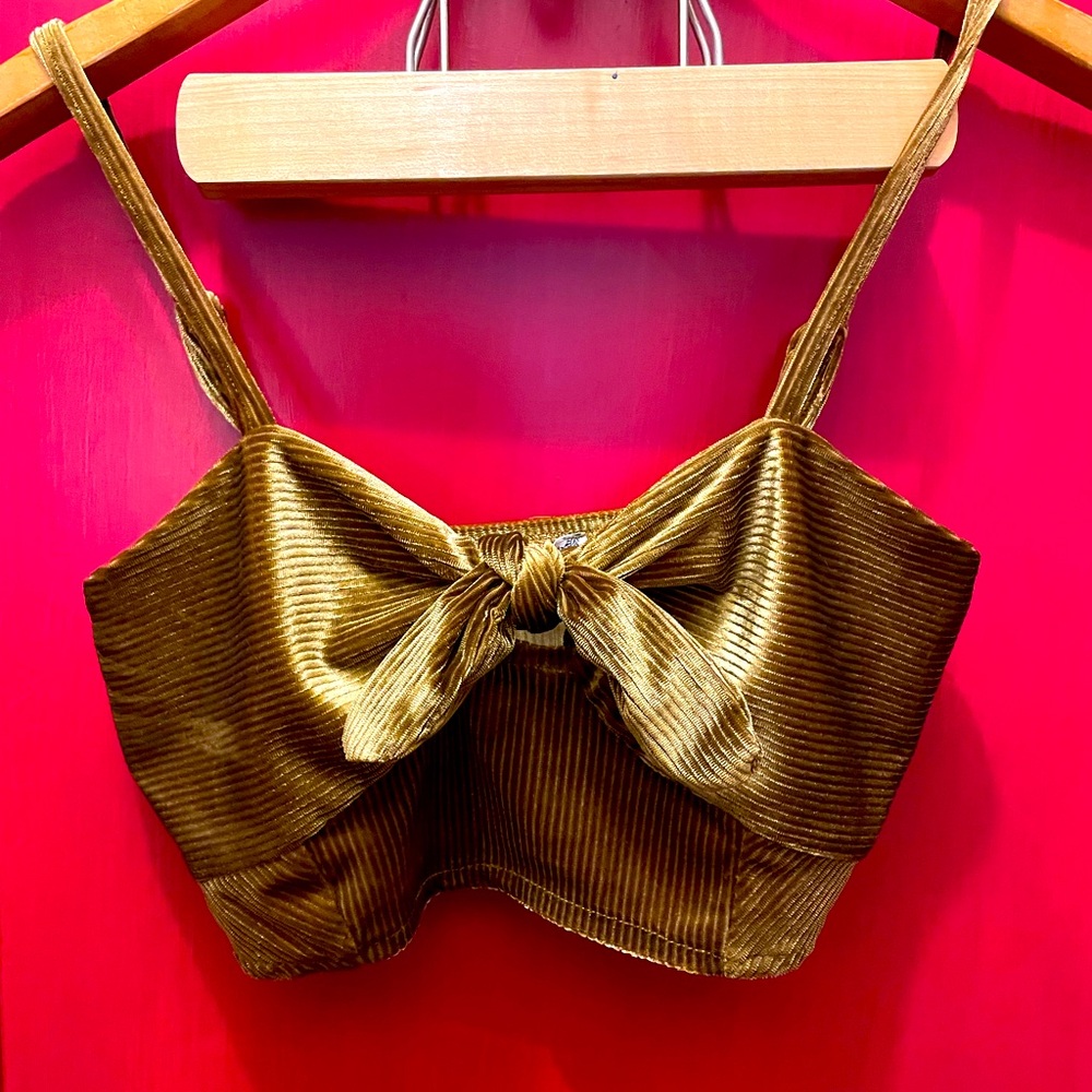 NWT Intimately Free People gold velvet crop top